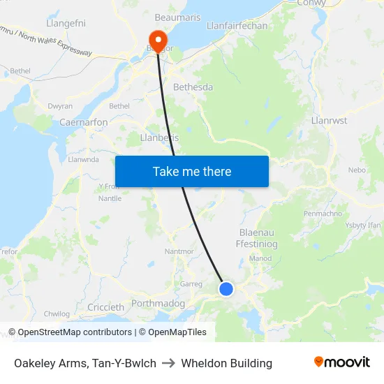 Oakeley Arms, Tan-Y-Bwlch to Wheldon Building map