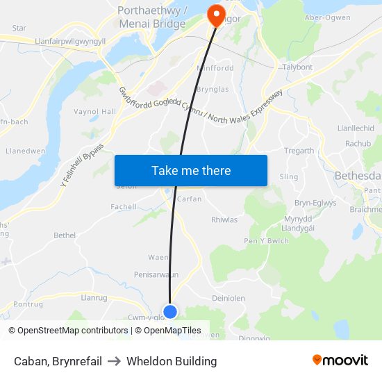 Caban, Brynrefail to Wheldon Building map