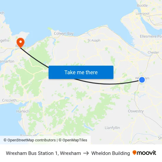 Wrexham Bus Station 1, Wrexham to Wheldon Building map