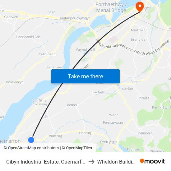 Cibyn Industrial Estate, Caernarfon to Wheldon Building map
