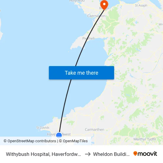 Withybush Hospital, Haverfordwest to Wheldon Building map