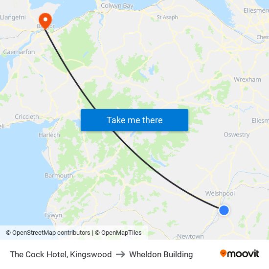 The Cock Hotel, Forden to Wheldon Building map