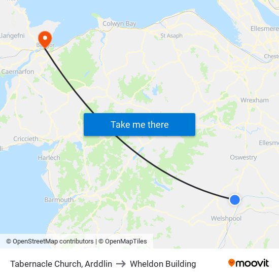 Tabernacle Church, Arddlin to Wheldon Building map