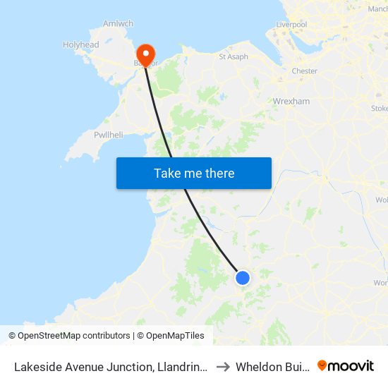 Lakeside Avenue Junction, Llandrindod Wells to Wheldon Building map