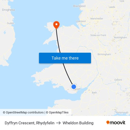 Dyffryn Crescent, Rhydyfelin to Wheldon Building map