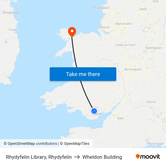 Rhydyfelin Library, Rhydyfelin to Wheldon Building map