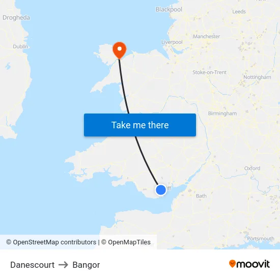 Danescourt to Bangor map