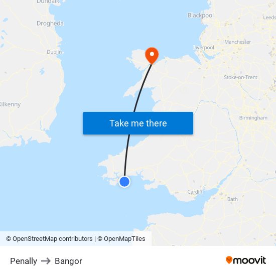 Penally to Bangor map