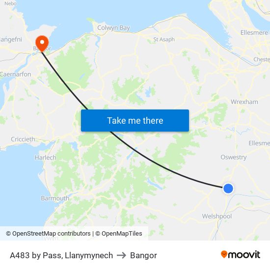 A483 by Pass, Llandysilio to Bangor map