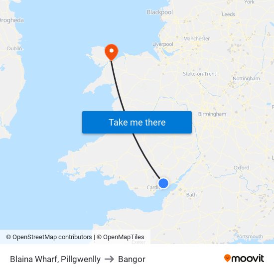 Blaina Wharf, Pillgwenlly to Bangor map
