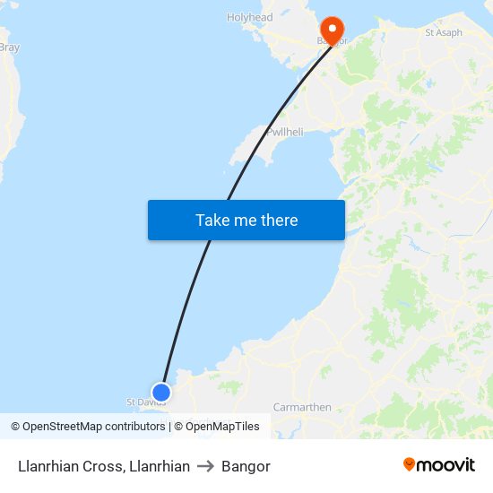 Llanrhian Cross, Llanrhian to Bangor map