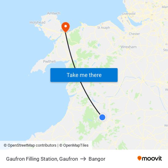 Gaufron Filling Station, Gaufron to Bangor map