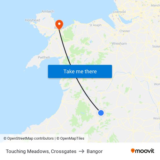 Touching Meadows, Crossgates to Bangor map