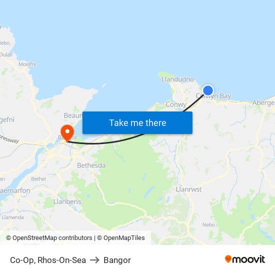 Co-Op, Rhos-On-Sea to Bangor map