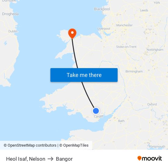 Heol Isaf, Nelson to Bangor map