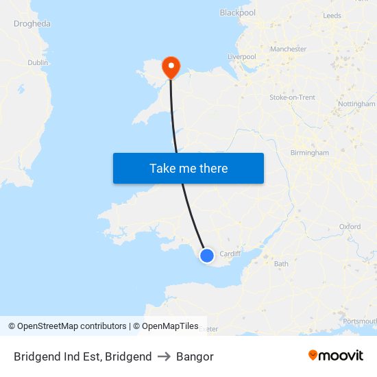 Bridgend Ind Est, Bridgend to Bangor map