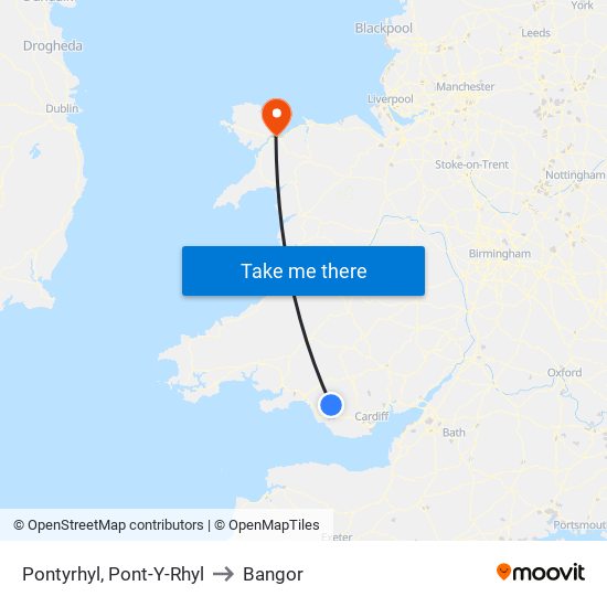 Pontyrhyl, Pont-Y-Rhyl to Bangor map