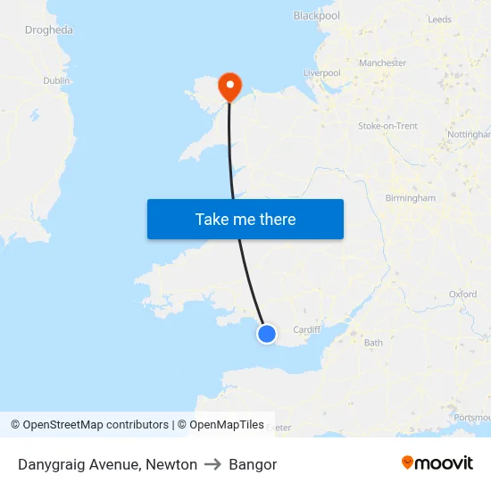Danygraig Avenue, Newton to Bangor map