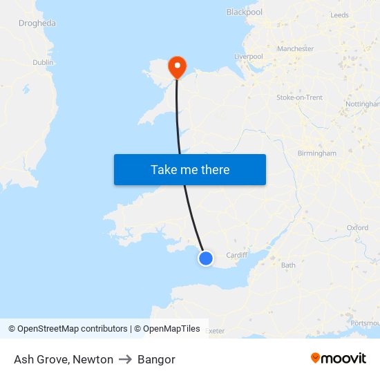 Ash Grove, Newton to Bangor map