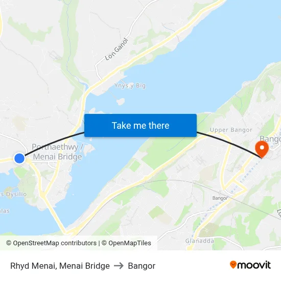Rhyd Menai, Menai Bridge to Bangor map