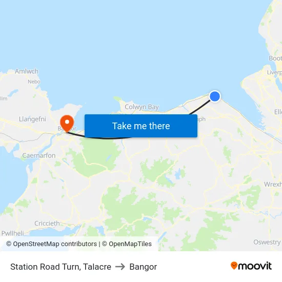 Station Road Turn, Talacre to Bangor map