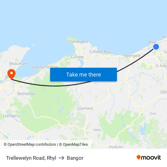 Trellewelyn Road, Mill Bank Road to Bangor map