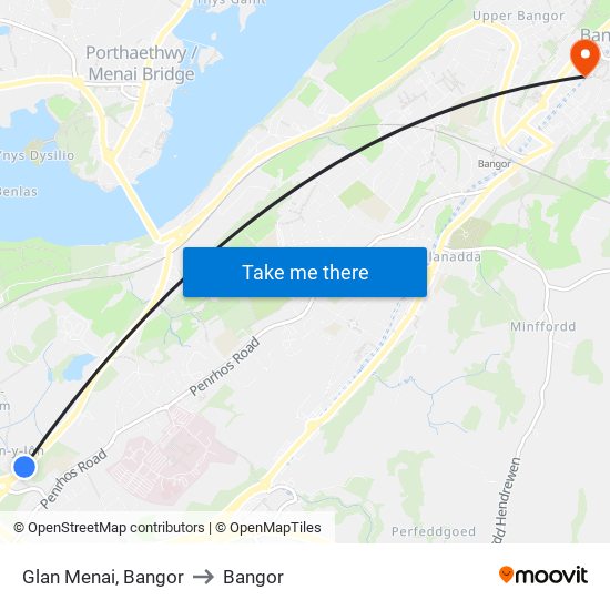 Glan Menai, Bangor to Bangor map