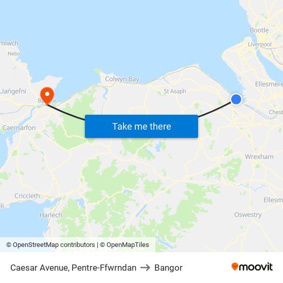 Caesar Avenue, Pentre-Ffwrndan to Bangor map