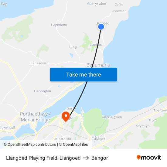 Llangoed Playing Field, Llangoed to Bangor map