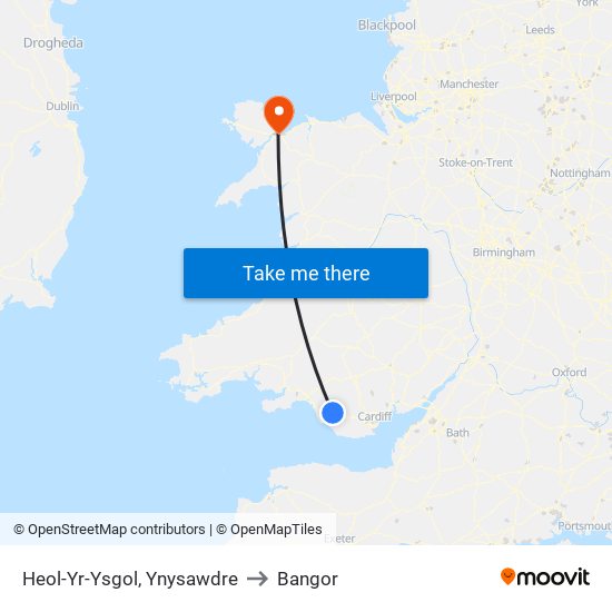 Heol-Yr-Ysgol, Ynysawdre to Bangor map