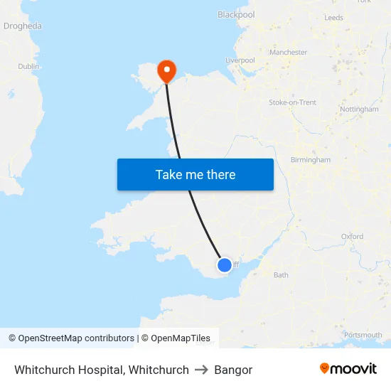 Whitchurch Hospital, Whitchurch to Bangor map