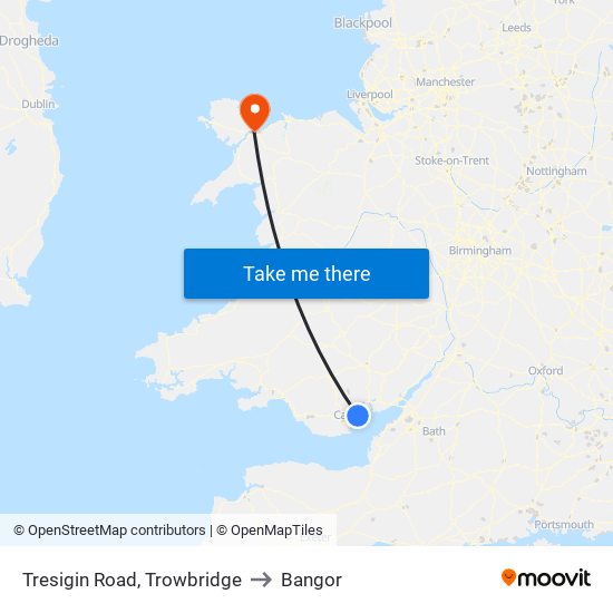 Tresigin Road, Trowbridge to Bangor map
