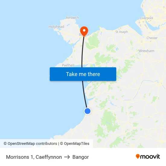 Morrisons 1, Caeffynnon to Bangor map