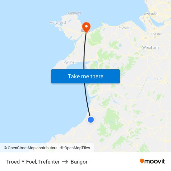 Troed-Y-Foel, Trefenter to Bangor map