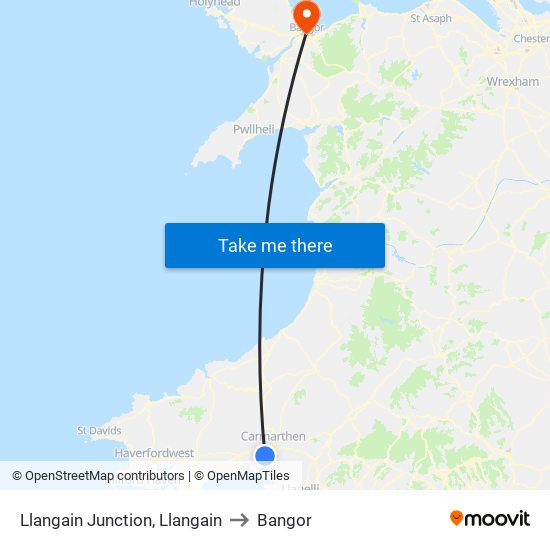 Llangain Junction, Llangain to Bangor map