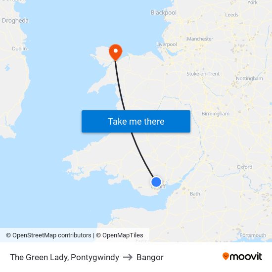 The Green Lady, Pontygwindy to Bangor map