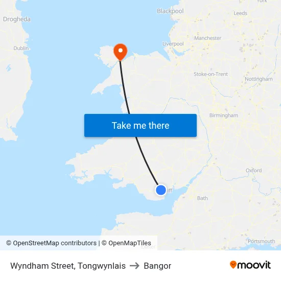 Wyndham Street, Tongwynlais to Bangor map