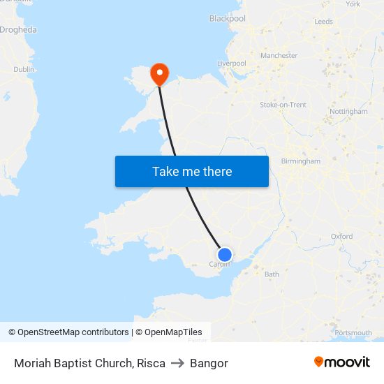 Moriah Baptist Church, Risca to Bangor map