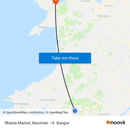 Rheola Market, Resolven to Bangor map