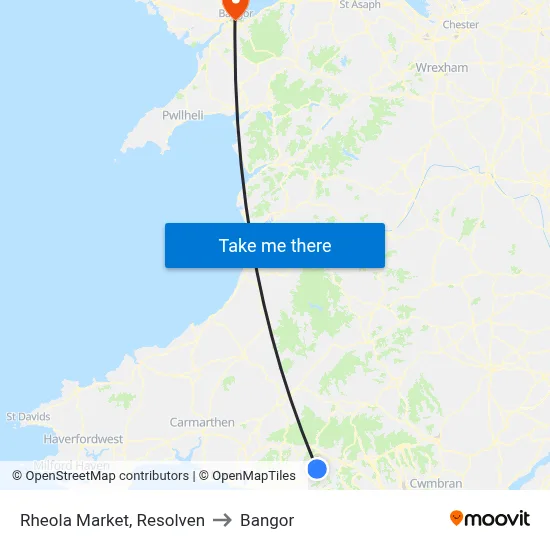 Rheola Market, Resolven to Bangor map