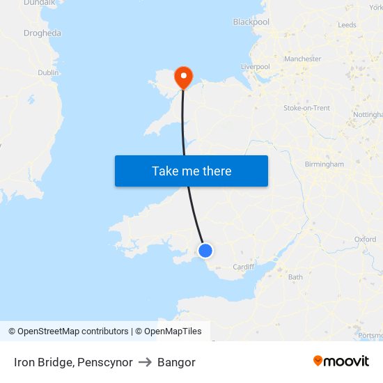 Iron Bridge, Penscynor to Bangor map