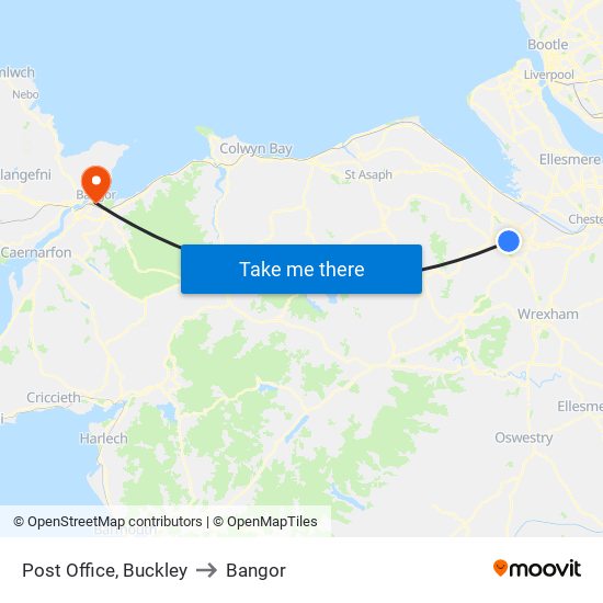 Post Office, Buckley to Bangor map