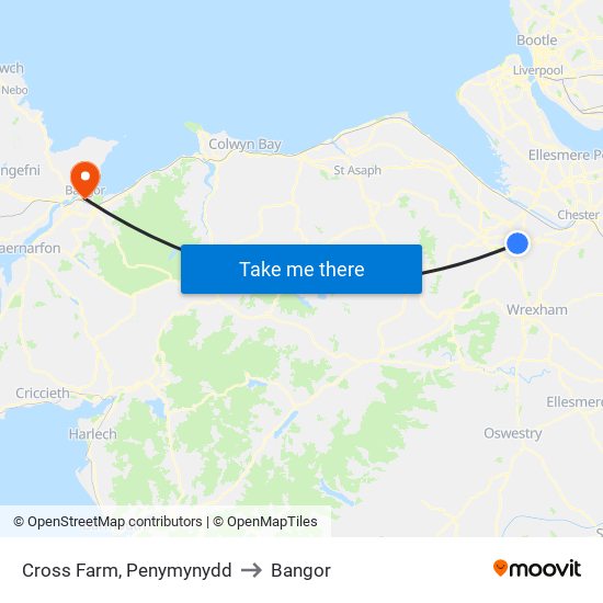 Cross Farm, Penymynydd to Bangor map