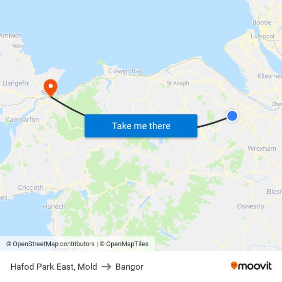 Hafod Park East, Mold to Bangor map