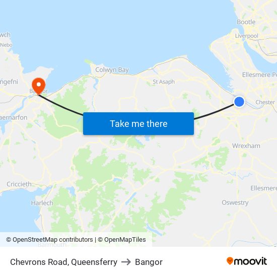 Chevrons Road, Queensferry to Bangor map