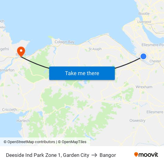 Deeside Ind Park Zone 1, Garden City to Bangor map