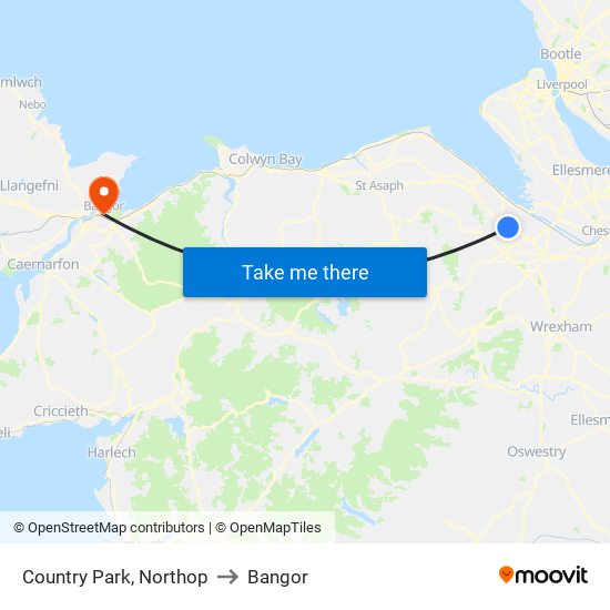 Country Park, Northop to Bangor map