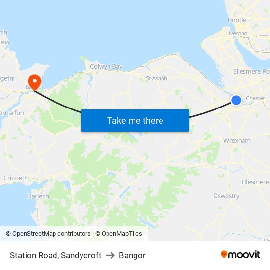 Station Road, Sandycroft to Bangor map