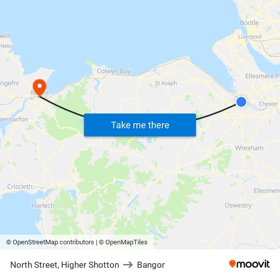 North Street, Higher Shotton to Bangor map