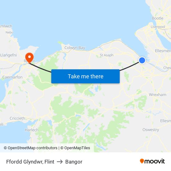 Ffordd Glyndwr, Flint to Bangor map